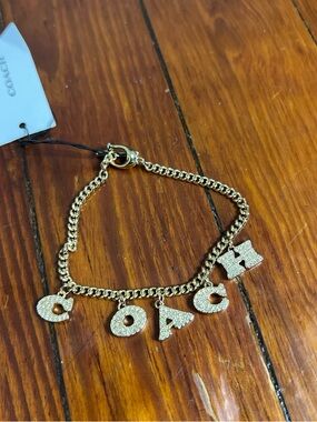 Coach Gold-Tone Pave Letter Charm Bracelet - Gold